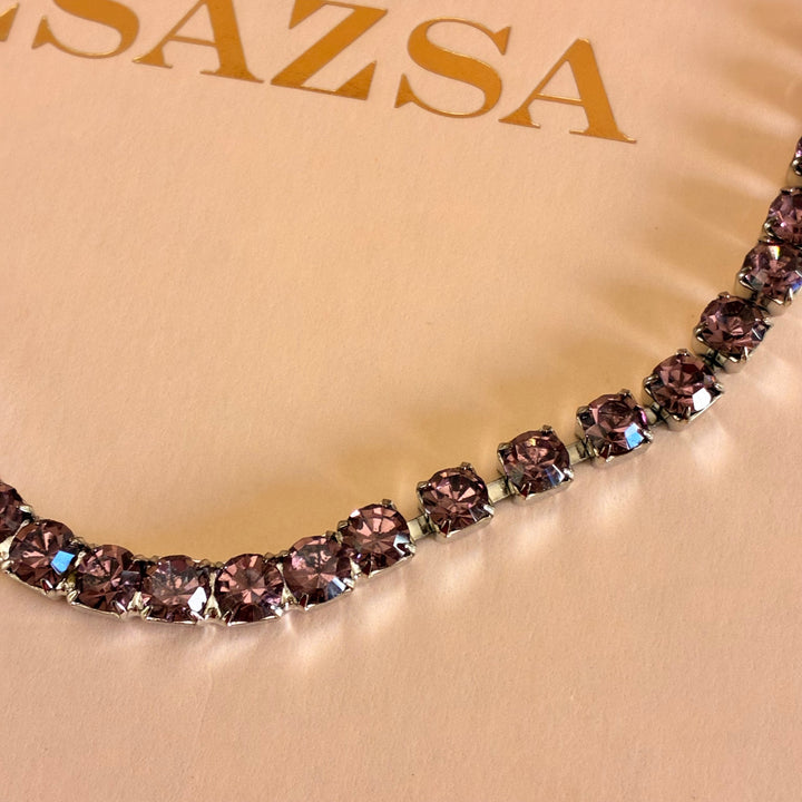 Mauve Preciosa crystals silver set