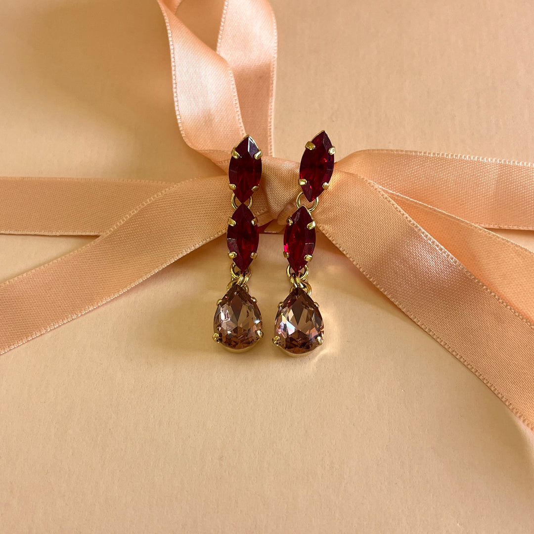 Dark red and mauve Swarovski Crystals set