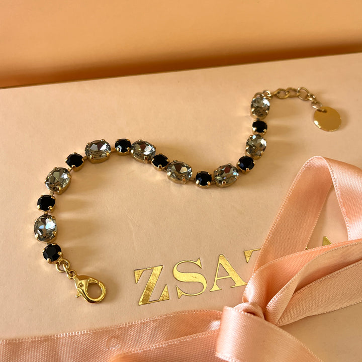 Grey and black preciosa crystals bracelet