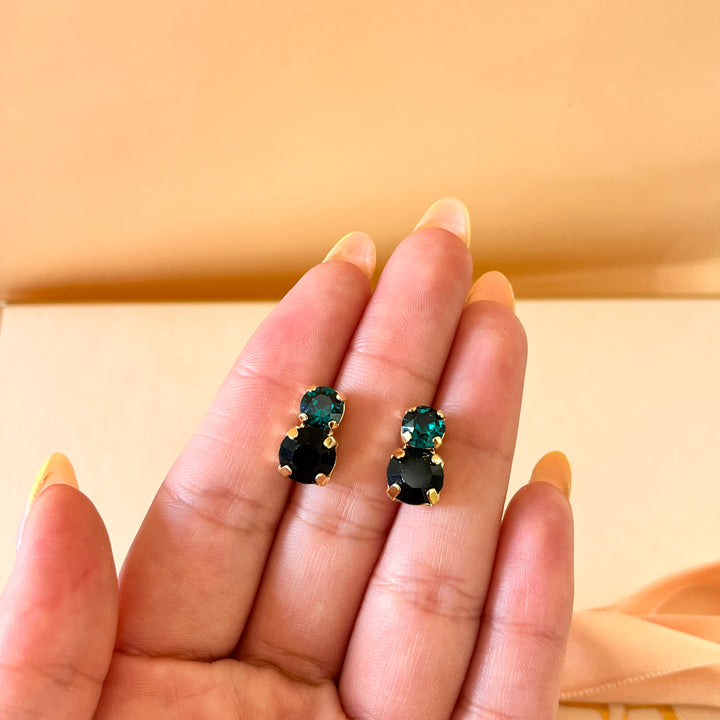 Dark green preciosa crystals studs