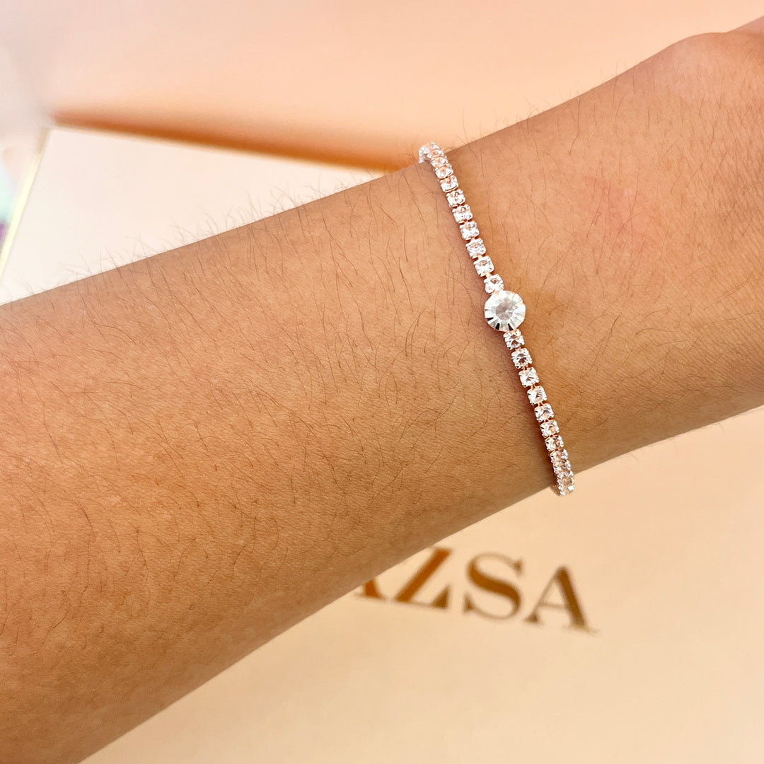 Rhinestone rose gold plated set