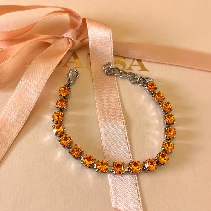 Orange Swarovski crystals bracelet