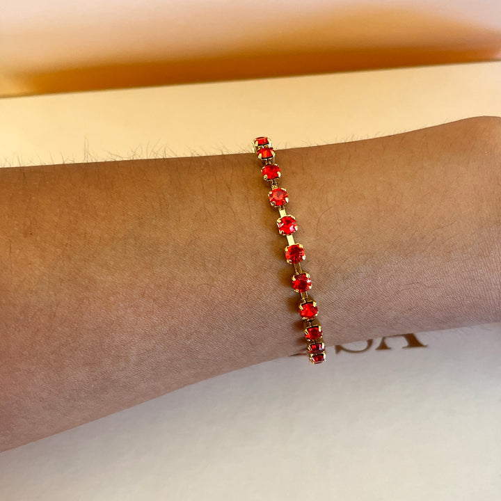 Red preciosa crystals bracelet