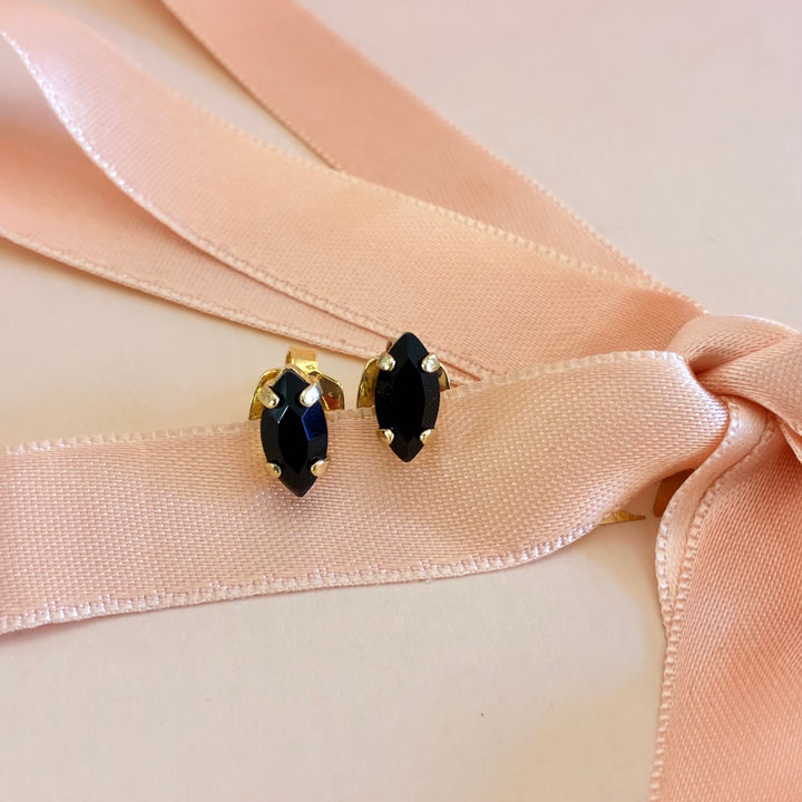 Dainty marquise black Swarovski crystals studs