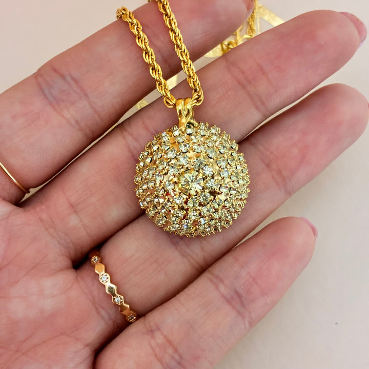 Mint Swarovski crystals gold plated pendant