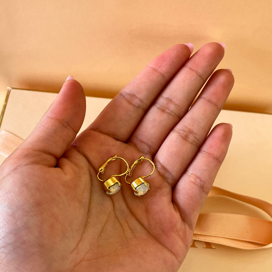 White Swarovski crystals hooks