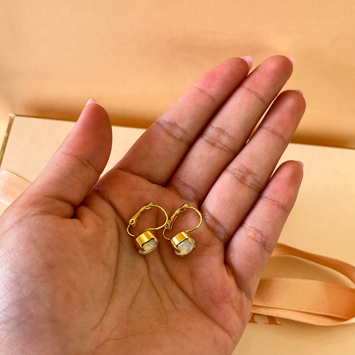 White Swarovski crystals hooks