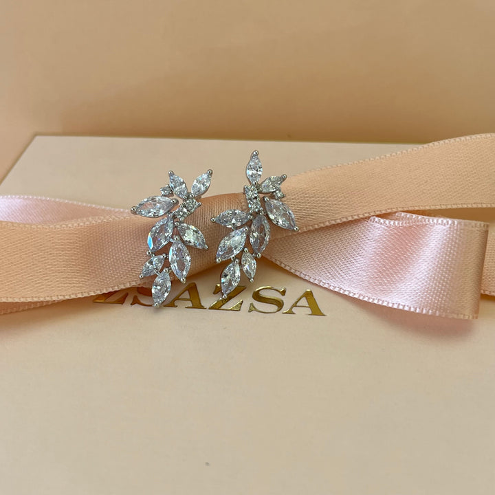 Silver zircone marquise studs