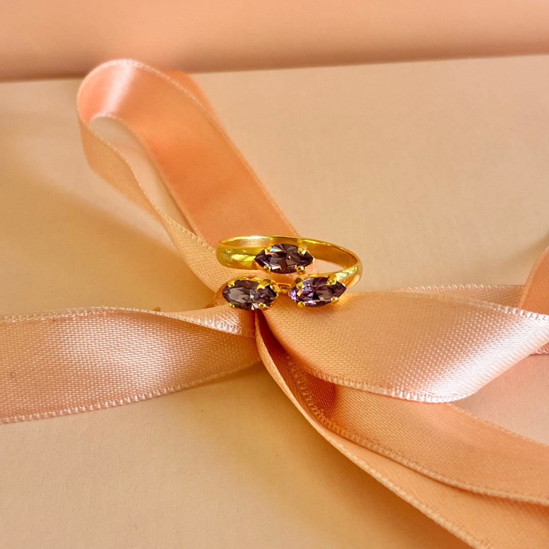 Lilac marquise Swarovski crystals ring