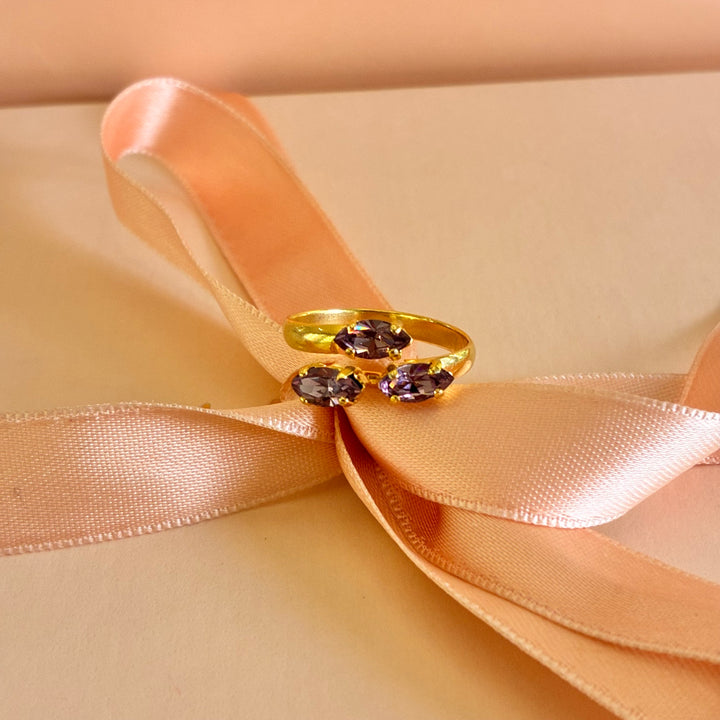 Lilac marquise Swarovski crystals ring