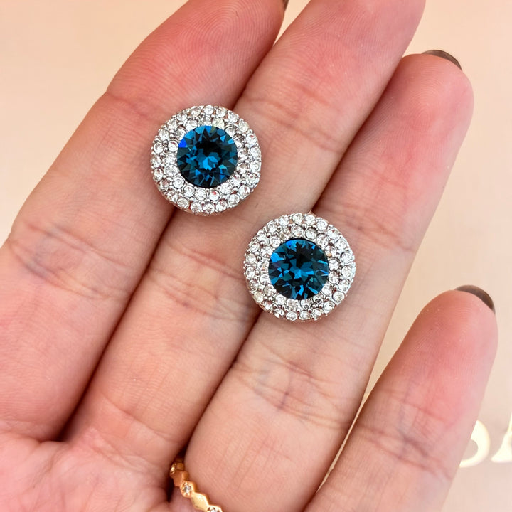 Round navy blue zircone set