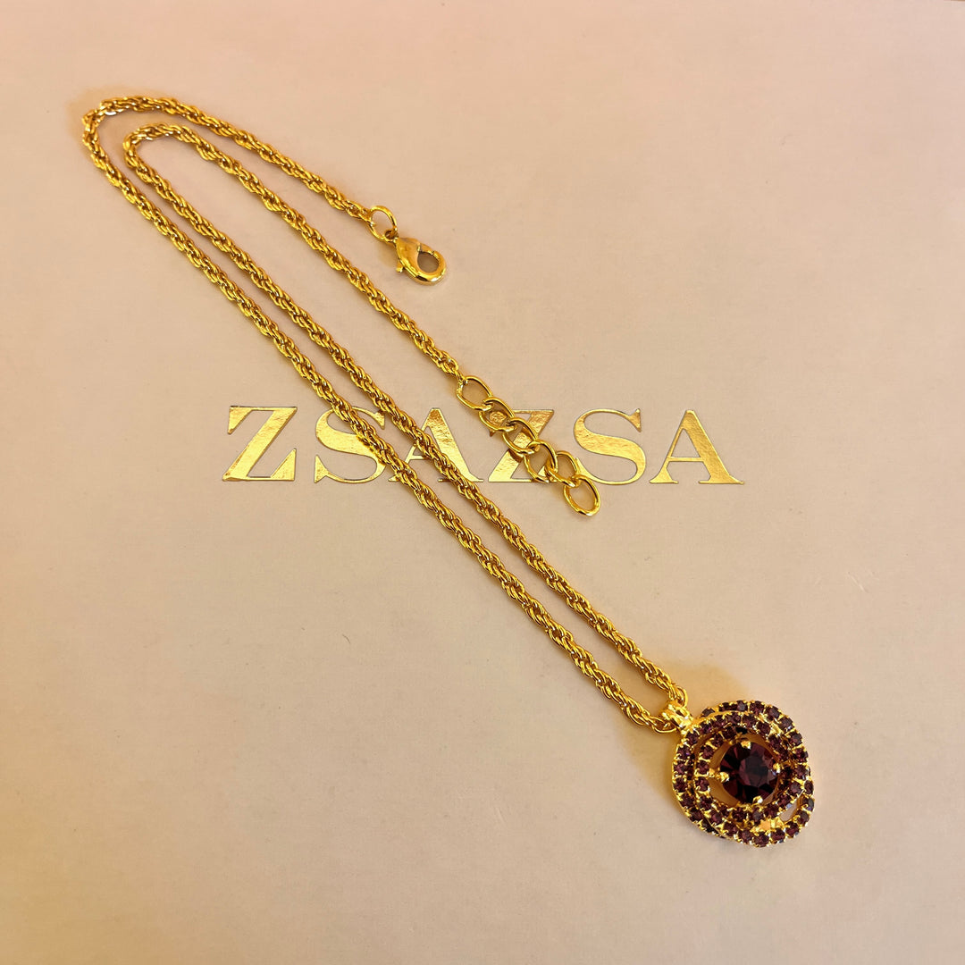 Purple twisted preciosa crystal pendant