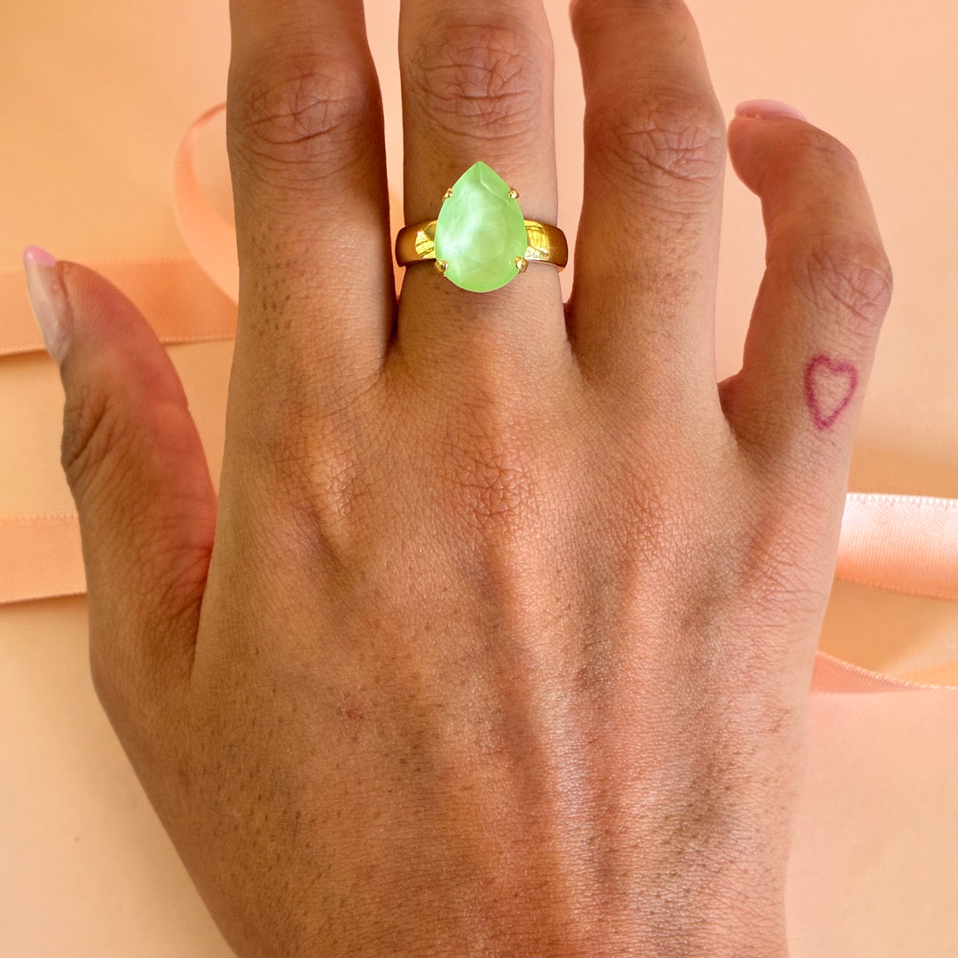 Mint teardrop Swarovski crystals ring