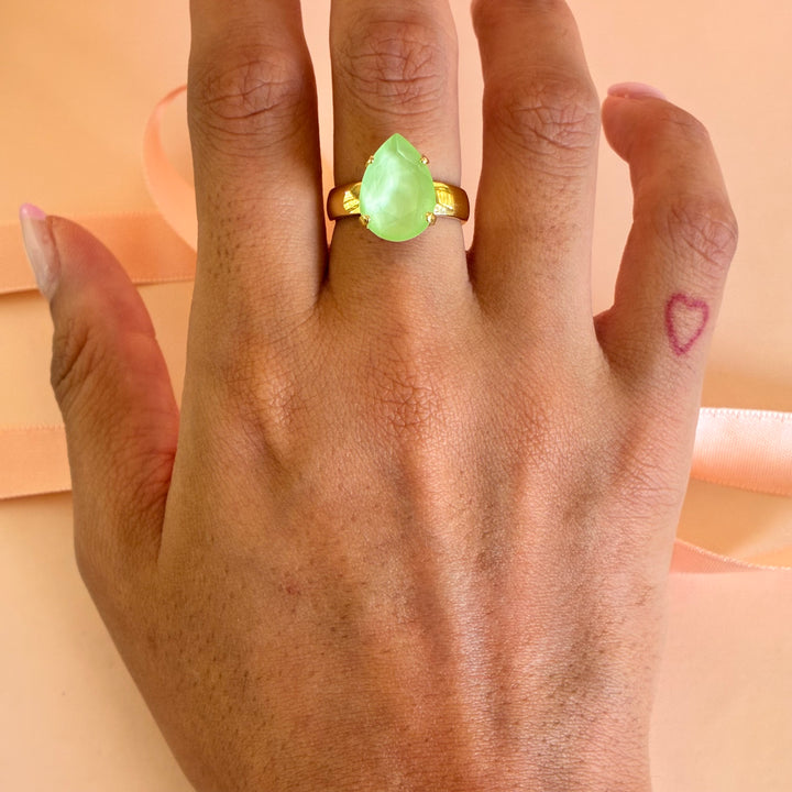 Mint teardrop Swarovski crystals ring
