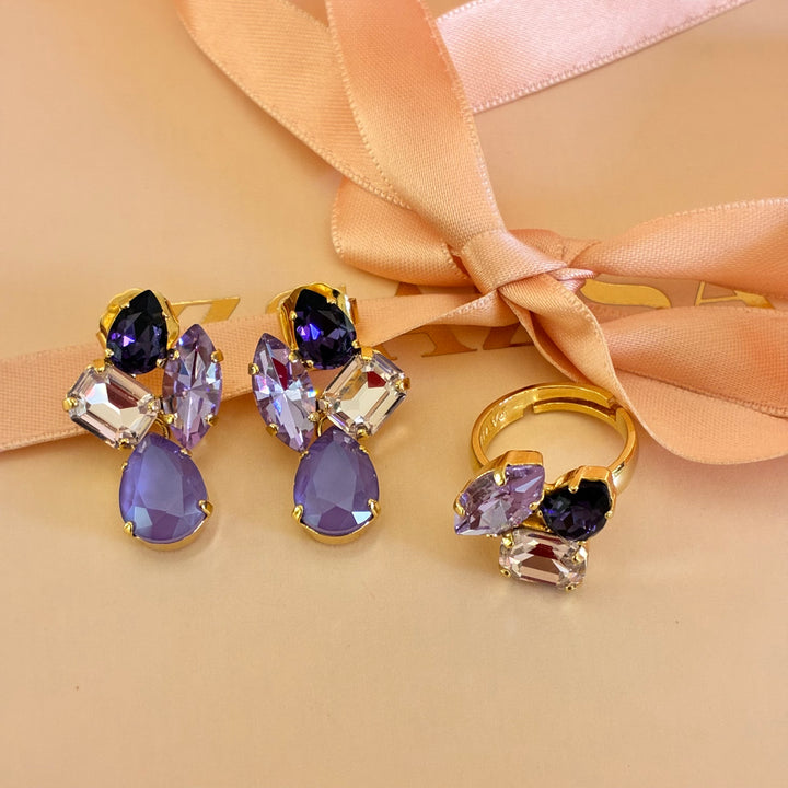Shades of purple Swarovski crystals set