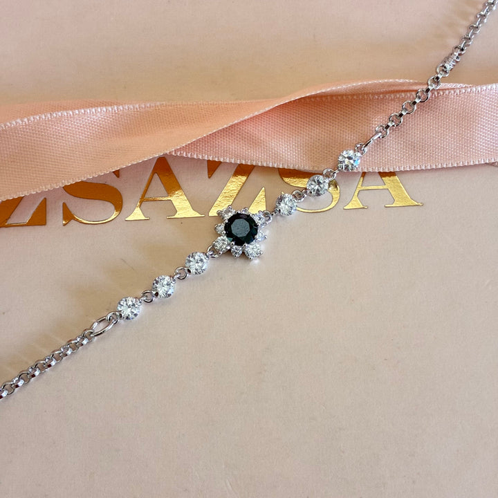 Black dainty flower zircone bracelet