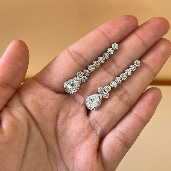 Silver zircone teardrop set