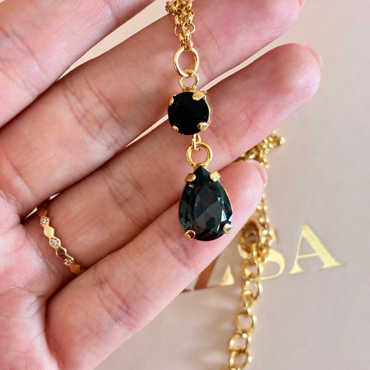 Teardrop Black preciosa crystal pendant