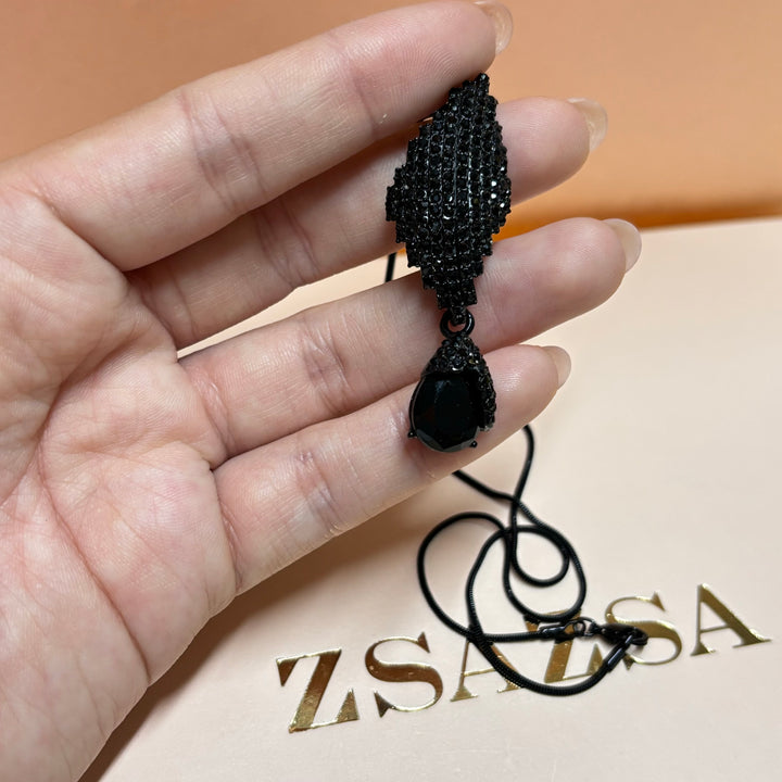 Teardrop Black rhinestone pendant