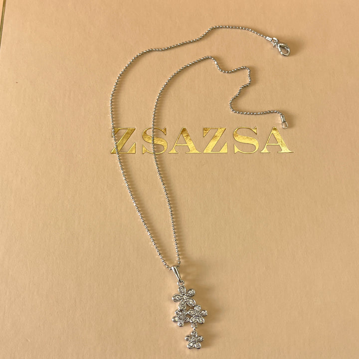 Silver zircone flower set