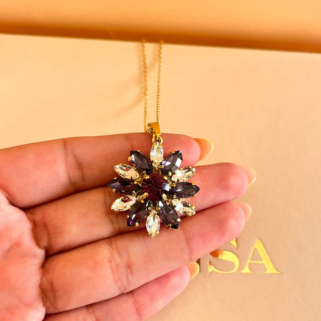 Shade of purple preciosa crystals flower set