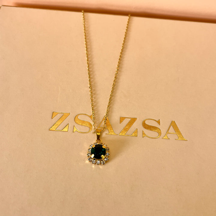 Dark green Preciosa crystals pendant