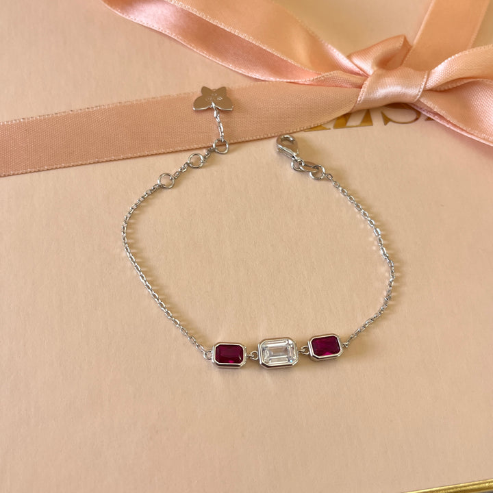 Red rectangular zircone set