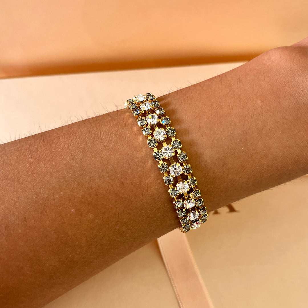 Grey preciosa crystals 3 rows bracelet