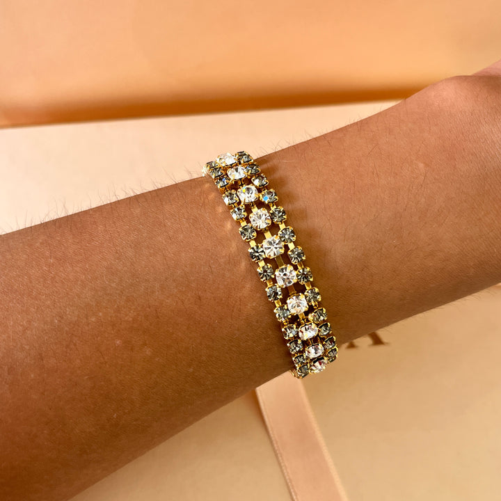 Grey preciosa crystals 3 rows bracelet