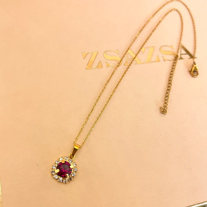 Fuchsia flower Swarovski crystals set