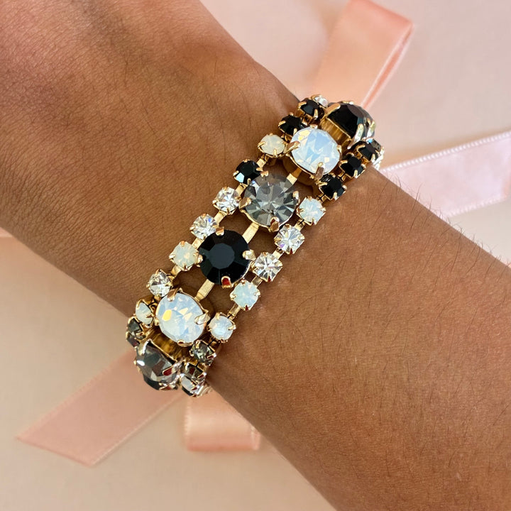 Black, white and grey preciosa crystals bracelet