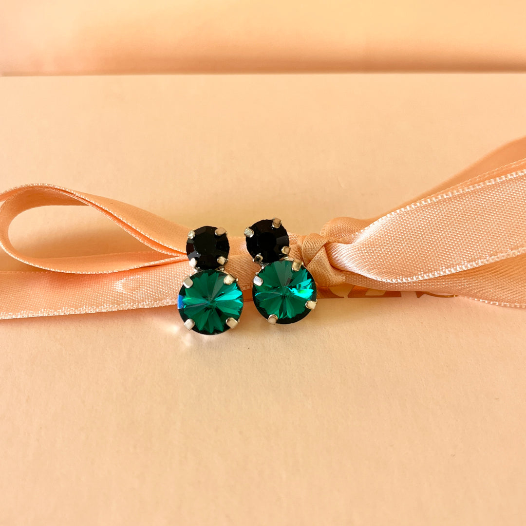 Dark green preciosa crystals studs