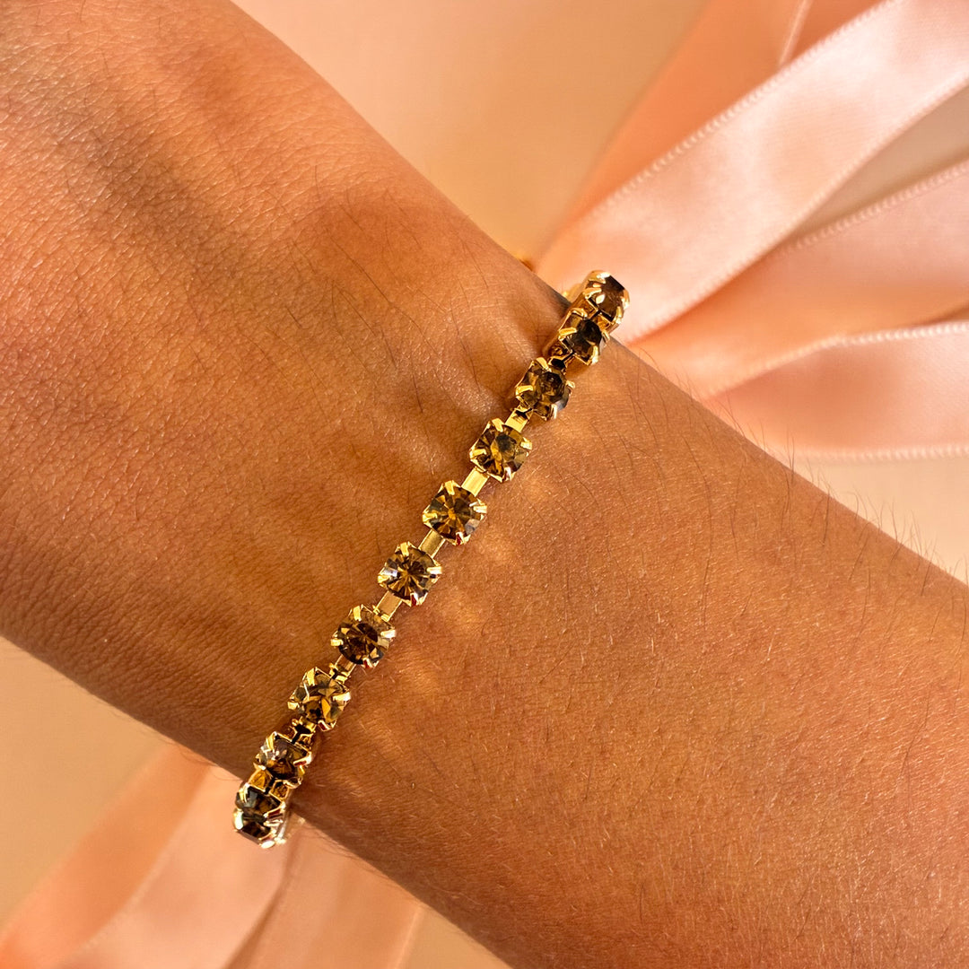 Dainty Brown Preciosa crystals bracelet
