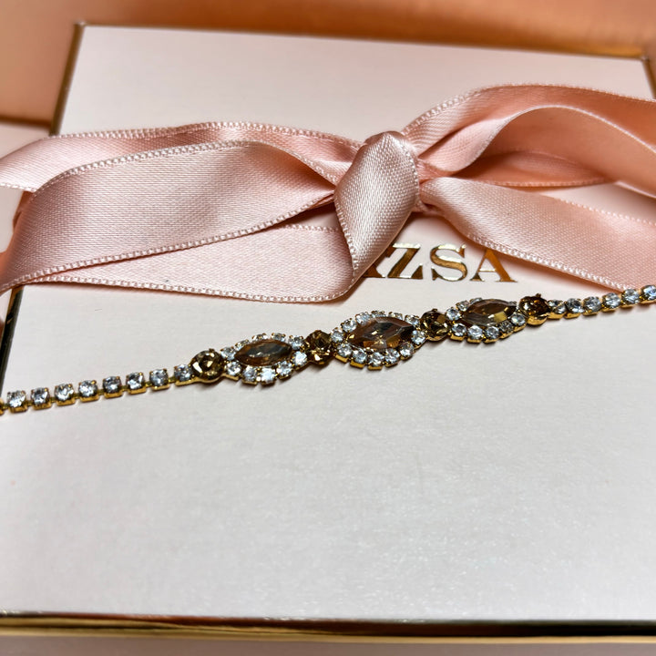 Marquise bronze rhinestone bracelet