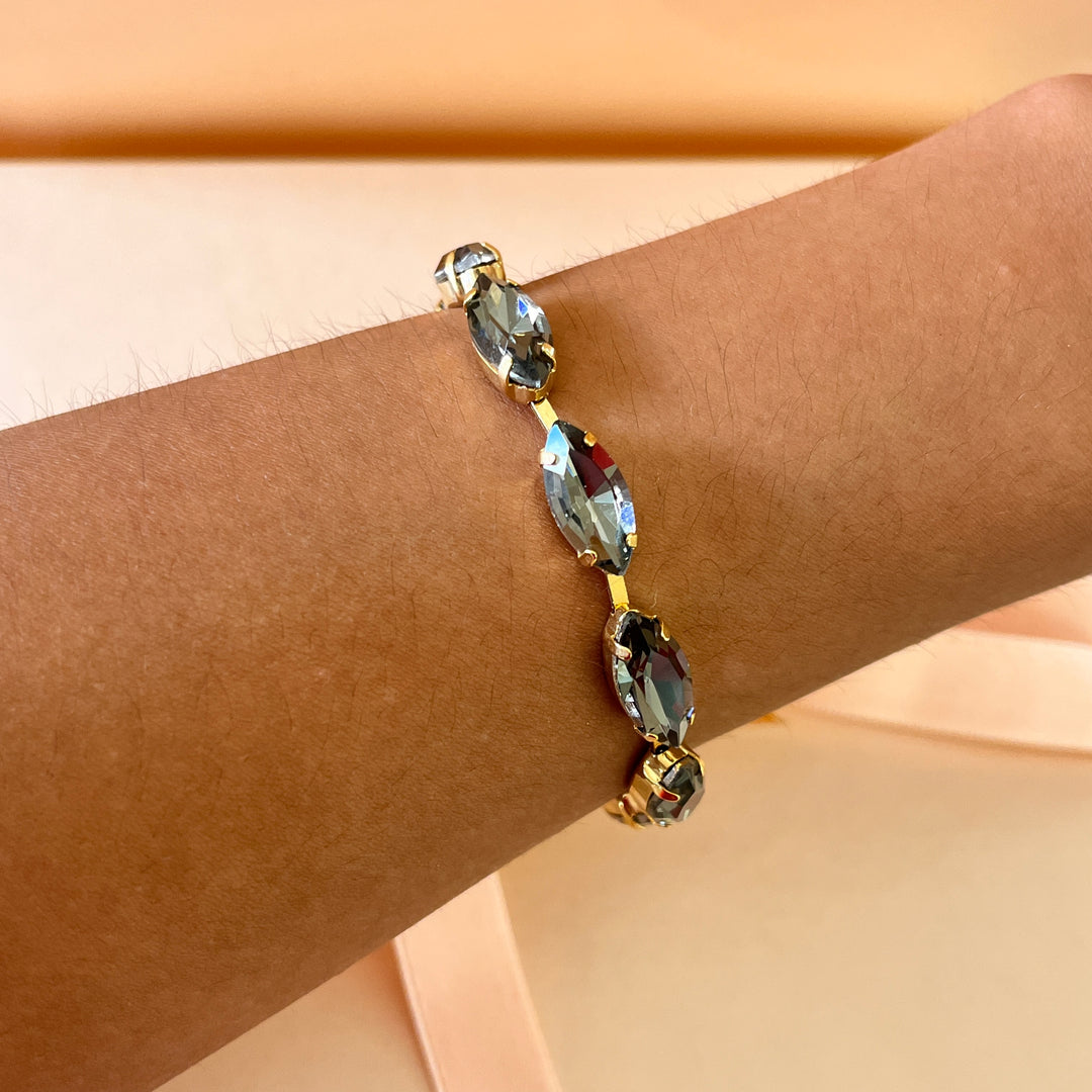 Grey marquise preciosa crystals bracelet