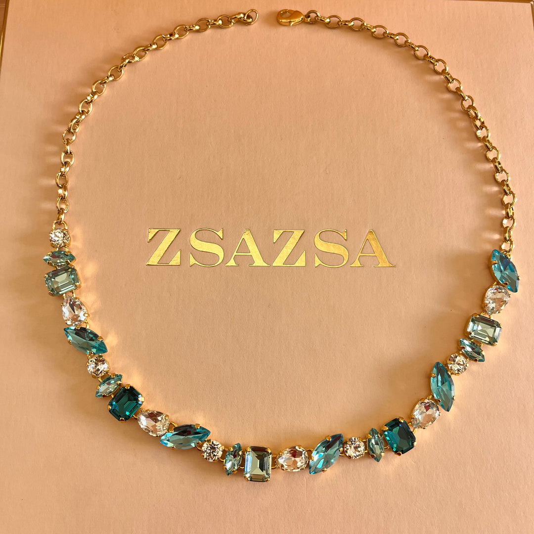 Mint, turquoise and verdemar Swarovski crystals set