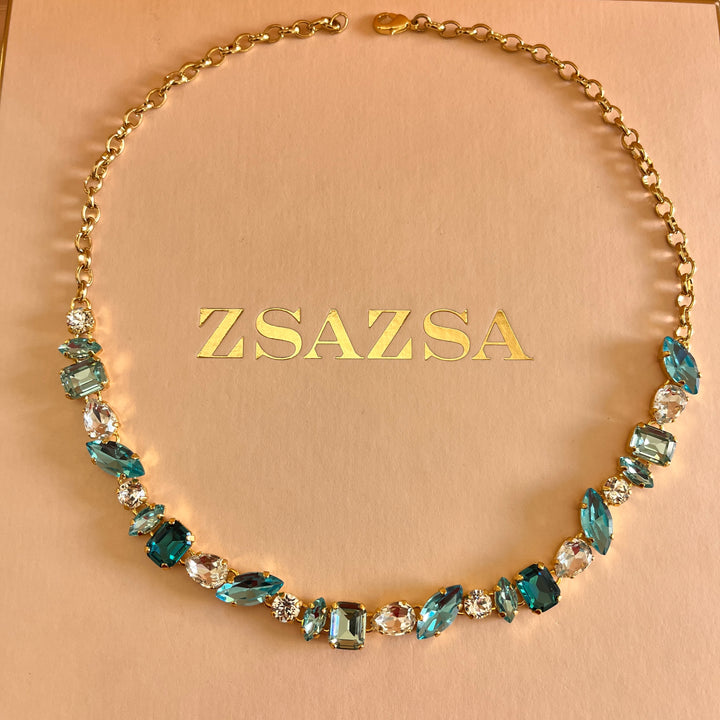 Mint, turquoise and verdemar Swarovski crystals set