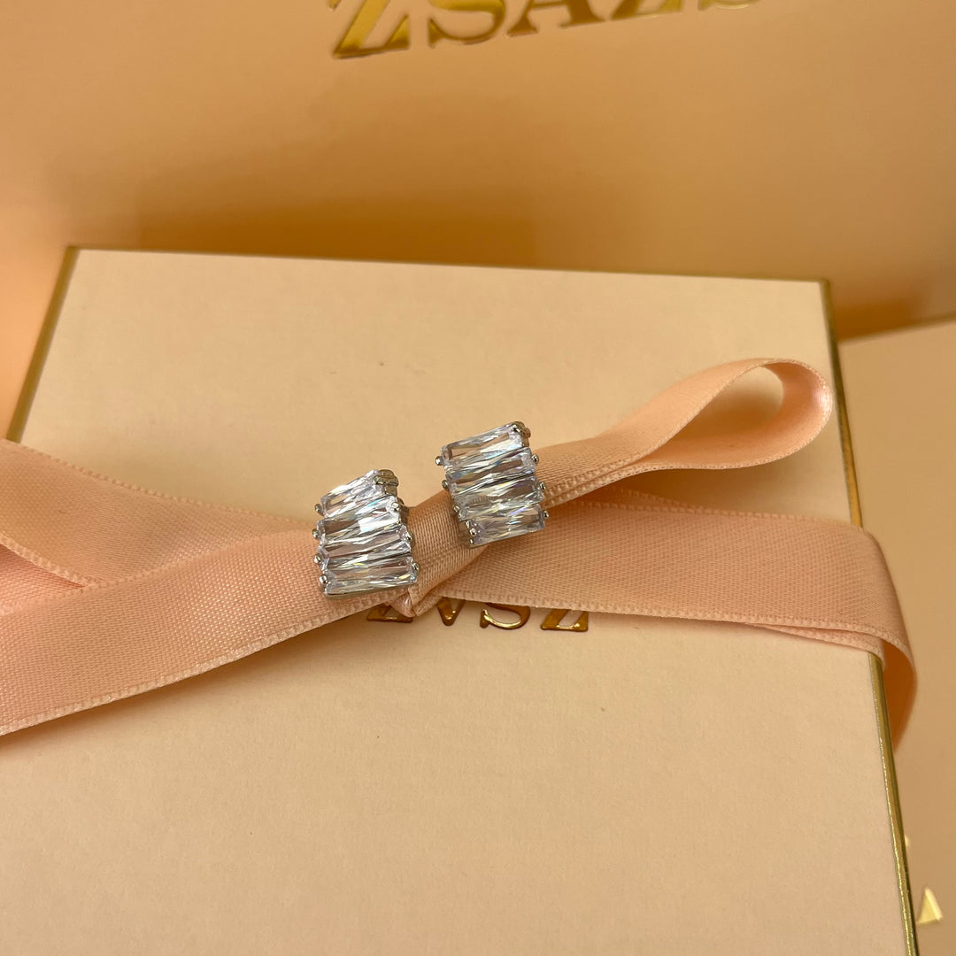 Twisted baguette zircone earrings