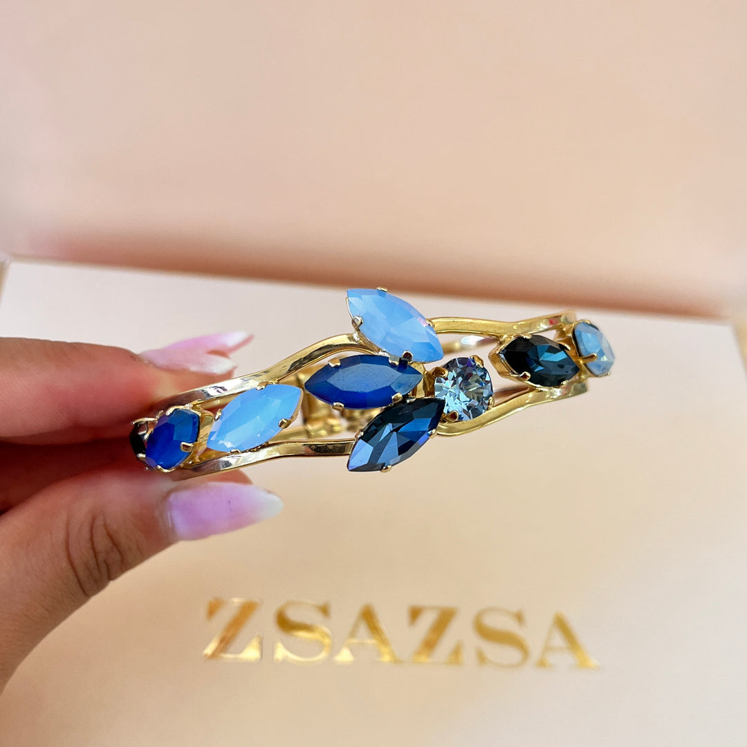 Blue tones Swarovski crystals bangle