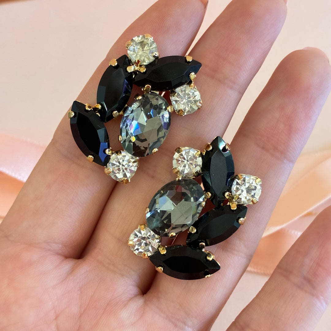 Marquise black mixed shapes earrings