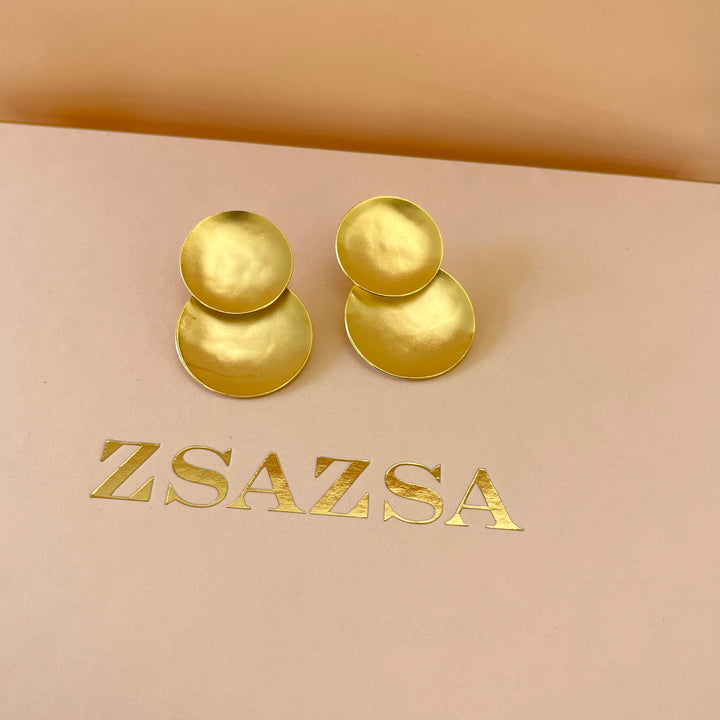 Gold discs handmade earrings