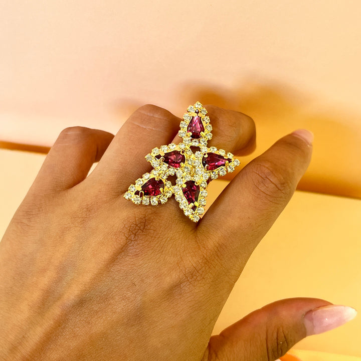 Magenta rectangular Swarovski crystals set