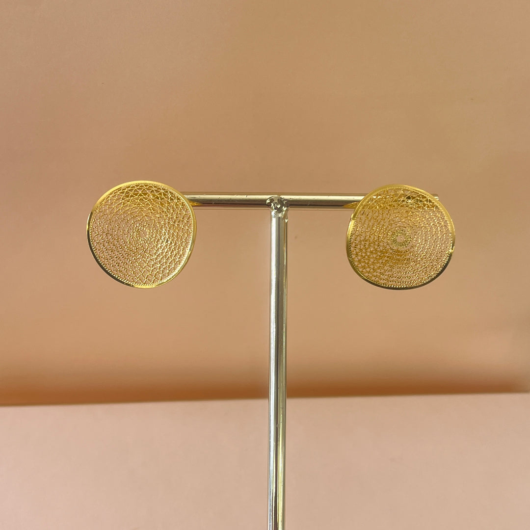 Gold round handmade studs