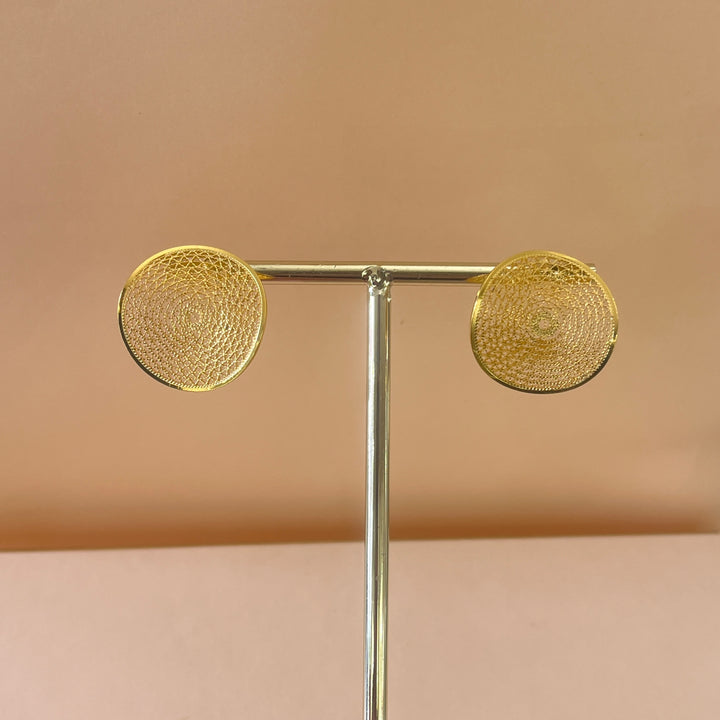 Gold round handmade studs