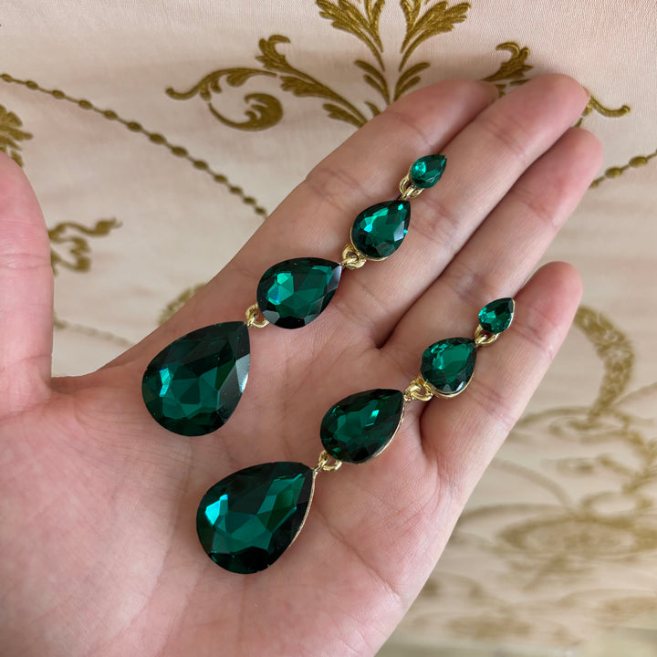 Dark green Teardrop Earrings