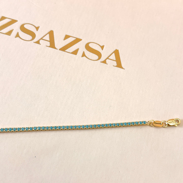 Turquoise tennis zircone bracelet