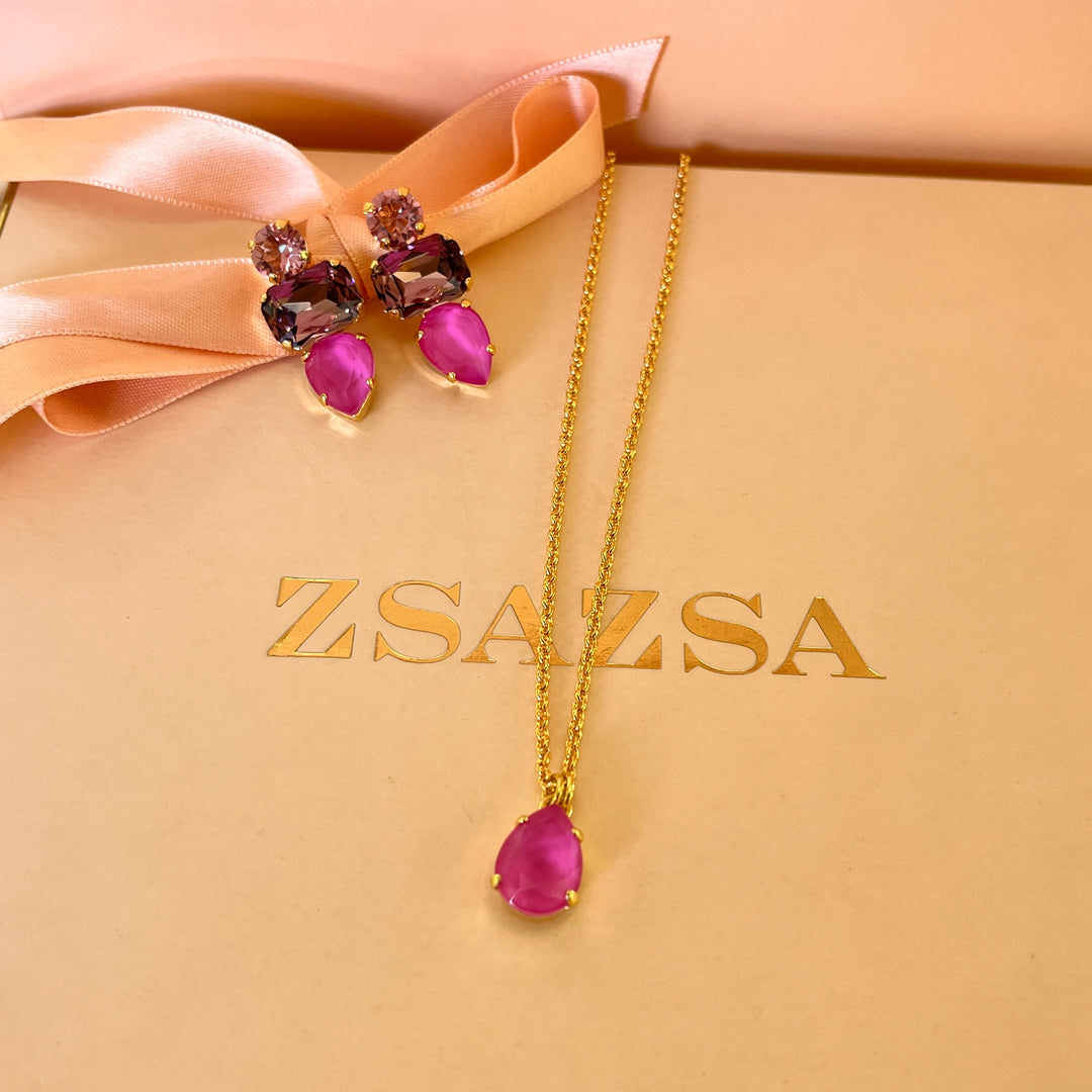 Pink and mauve Swarovski crystals set