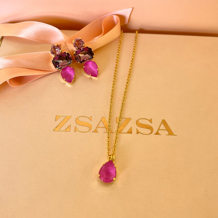 Pink and mauve Swarovski crystals set