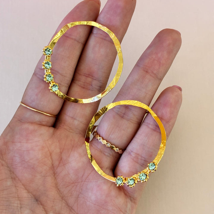 Flower mint Swarovski crystals set