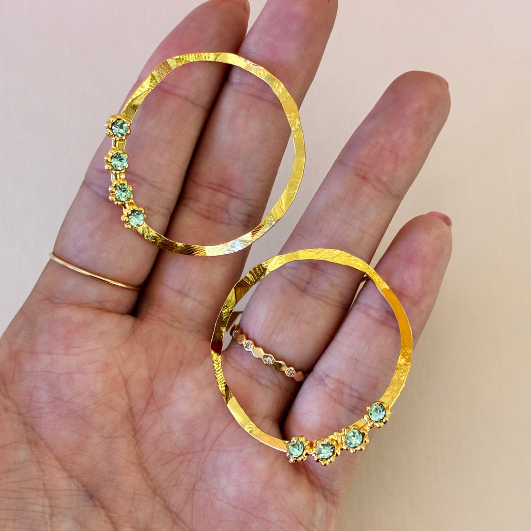 Flower mint Swarovski crystals set